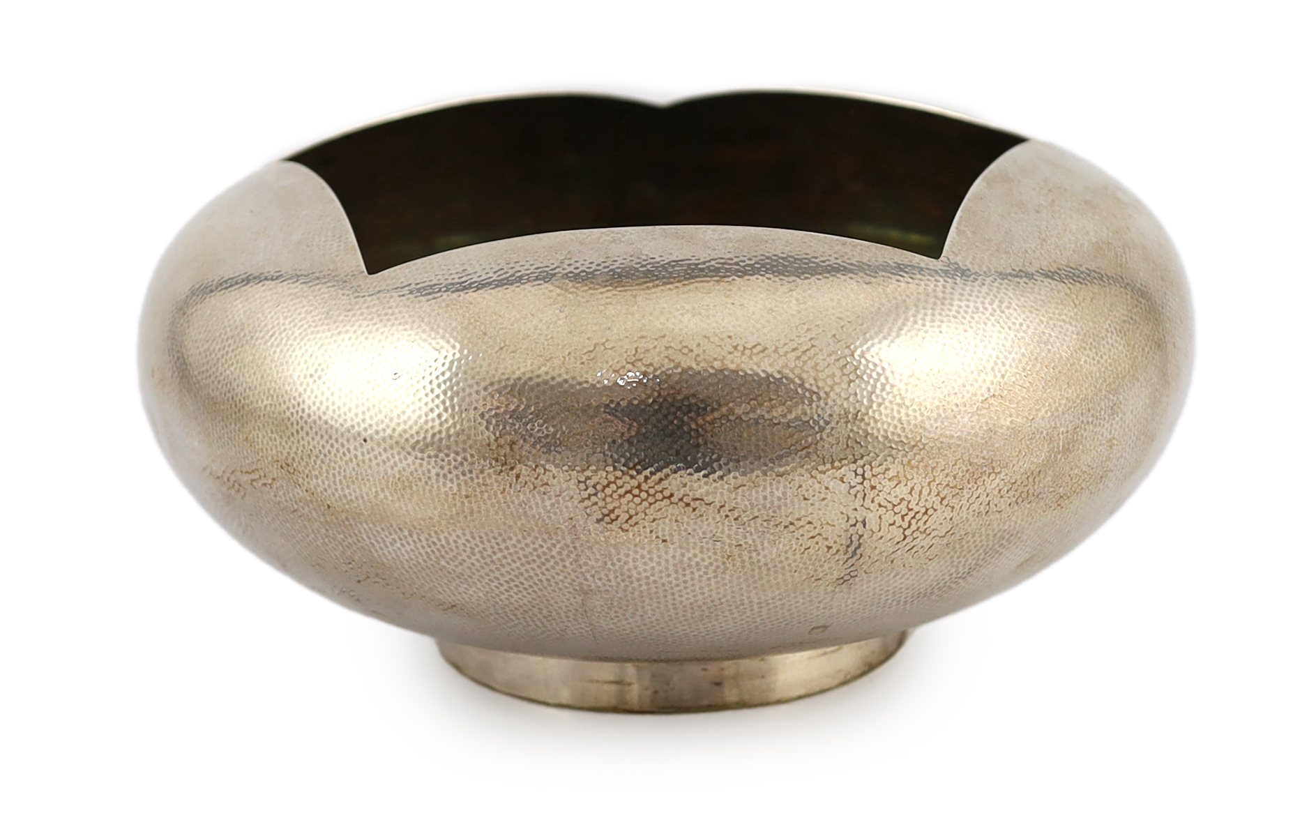 A 20th century Japanese planished silver ‘flower bud’ circular bowl, by Asahi Shoten